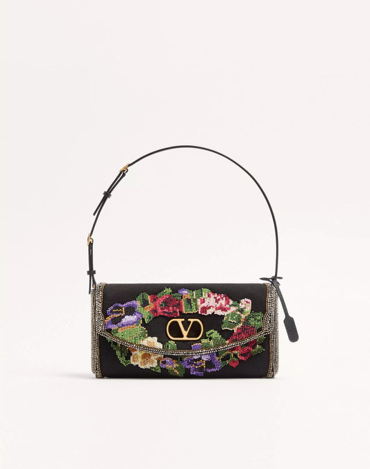 Valentino Garavani Devain Small Embroidered Shoulder Bag
