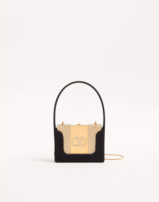 Valentino Garavani Minaumorphe Minaudière In Metal With Swarovski® Crystals And Satin Case