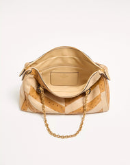 Valentino Garavani Panthea Medium Shoulder Bag In Ostrich And Nappa Leather With A Chevron Pattern