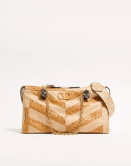 Valentino Garavani Panthea Medium Shoulder Bag In Ostrich And Nappa Leather With A Chevron Pattern