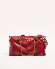 Valentino Garavani Panthea Medium Shoulder Bag in Suede and Nappa with Chevron Motif