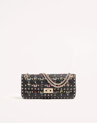 Valentino Garavani Rockstud Spike Medium Shoulder Bag in Embroidered Nappa Leather