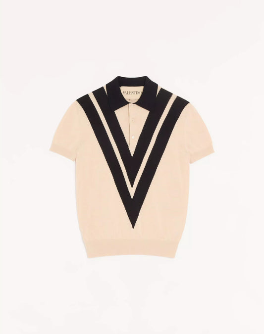 Valentino Cotton Polo Shirt With Inlaid V