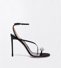 Satin And Crystal Stones Cassia Ankle Strap Sandal