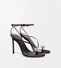 Satin And Crystal Stones Cassia Ankle Strap Sandal