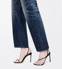 Satin And Crystal Stones Cassia Ankle Strap Sandal