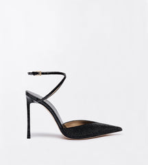 Crystal Stones And Stamped Crocodile Leather Selen Pump