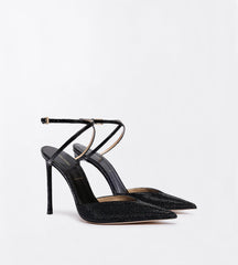 Crystal Stones And Stamped Crocodile Leather Selen Pump