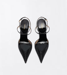 Crystal Stones And Stamped Crocodile Leather Selen Pump