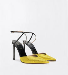 Crystal Stones And Stamped Crocodile Leather Selen Pump