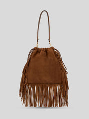 Medium Suede Kalispera Bag With Studs And Fringes