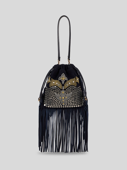 Small Suede Kalispera Bag With Studs And Fringes