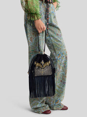 Small Suede Kalispera Bag With Studs And Fringes