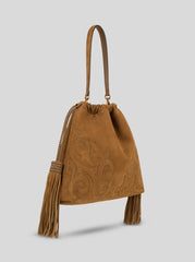 Medium Suede Kalispera Bag With Patch And Tassels