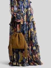 Medium Suede Kalispera Bag With Patch And Tassels