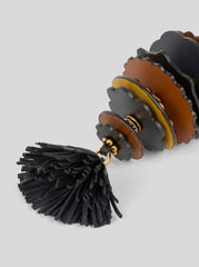 Leather Charm With Discs And Tassel