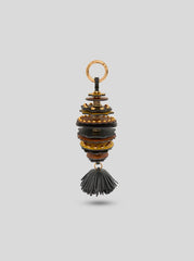 Leather Charm With Discs And Tassel