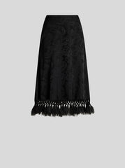 Jacquard Midi Skirt With Ostrich Feathers And Paisley Motif