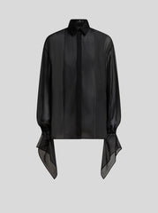 Silk Shirt With Ruffles And Pleating