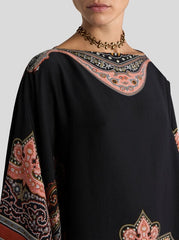 Silk-blend Poncho Top With Fil-coupé Embroidery