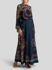 Silk Blouse With Placed Floral Paisley Print