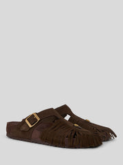 Birkenstock By Etro Suede Gizeh Sandals With Fringes