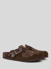 Birkenstock By Etro Embroidered Suede Boston Clogs