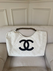 Chanel Coco Beach White Shopping Bag