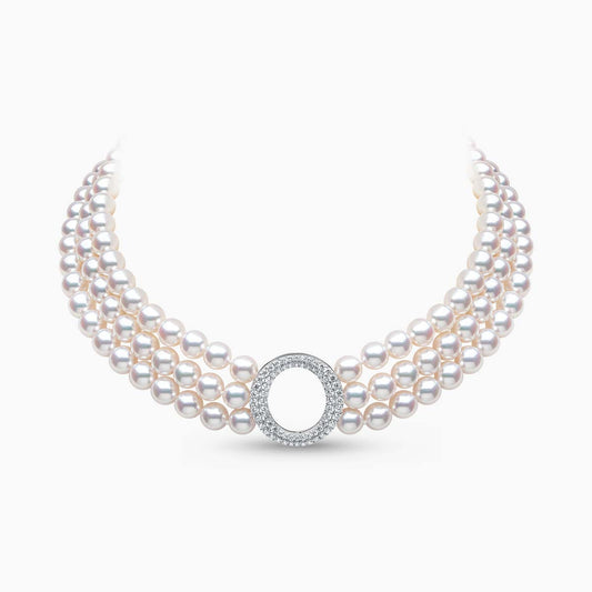 O By Yoko 18K White Gold Akoya Pearl And Diamond Choker