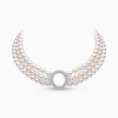 O By Yoko 18K White Gold Akoya Pearl And Diamond Choker