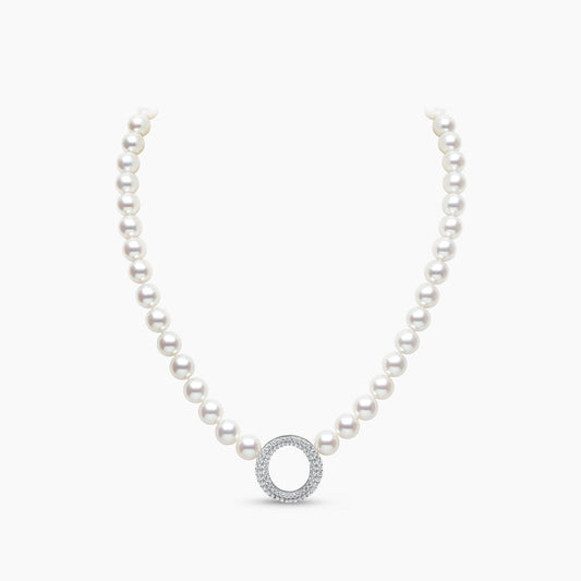 O by Yoko 18K White Gold Freshwater Pearl and Diamond Strand Necklace