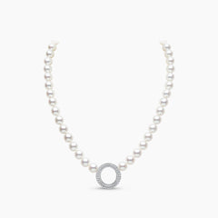 O by Yoko 18K White Gold Freshwater Pearl and Diamond Strand Necklace
