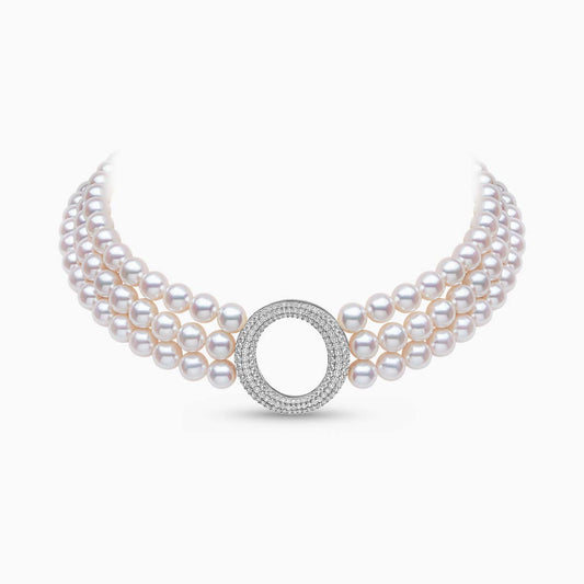 O By Yoko 18K White Gold Akoya Pearl And Diamond Choker