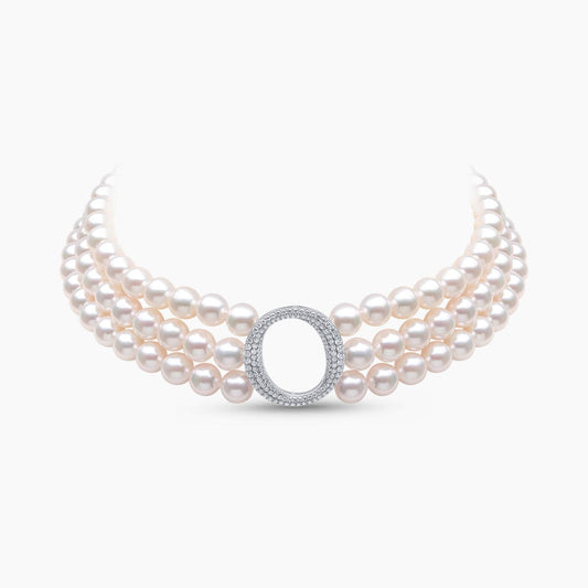 O By Yoko 18k White Gold Akoya Pearl And Diamond Choker