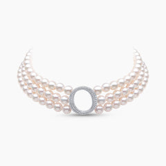 O By Yoko 18k White Gold Akoya Pearl And Diamond Choker