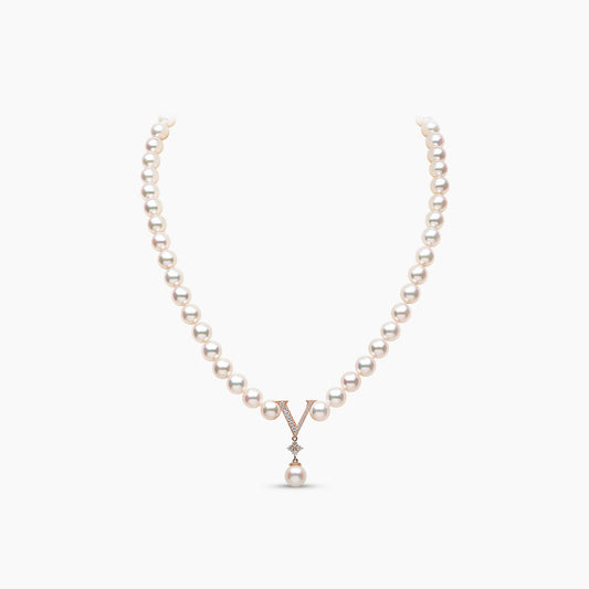 O by Yoko 18K Rose Gold Akoya Pearl and Diamond Strand Necklace