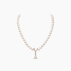 O by Yoko 18K Rose Gold Akoya Pearl and Diamond Strand Necklace