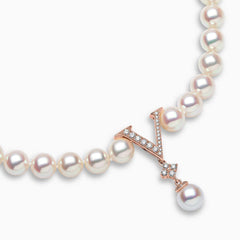 O by Yoko 18K Rose Gold Akoya Pearl and Diamond Strand Necklace