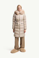 Boedic Hooded Shearling-Trimmed Long Down Jacket