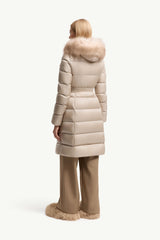 Boedic Hooded Shearling-Trimmed Long Down Jacket