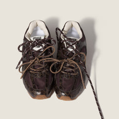 New Balance X Miu Miu 530 Sl Crocodile Embossed Calfskin And Technical Fabric Sneakers