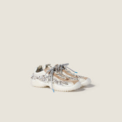 Bubble Embroidered Technical Fabric And Suede Sneakers