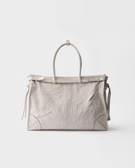 Prada Bonnie printed linen and leather tote bag