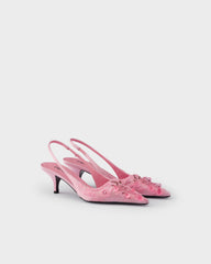 Embroidered Satin Slingback Pumps