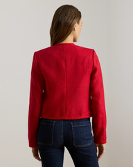 Linen Herringbone Cropped Jacket