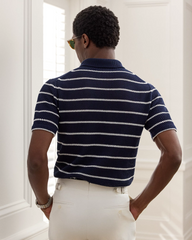 Striped Cotton Polo-Collar Jumper