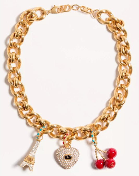 Chez Valentino Necklace In Metal, Enamel And Swarovski® Crystals