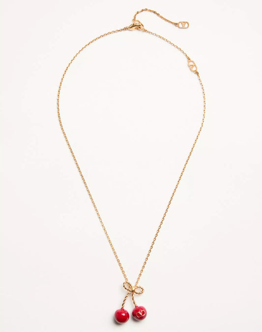 Cherryfic Metal And Enamel Necklace