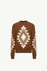 Geometric Jacquard Wool Blend Jumper