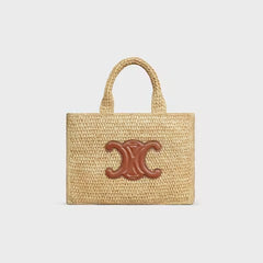 Small Cabas Thais In Raffia And Calfskin